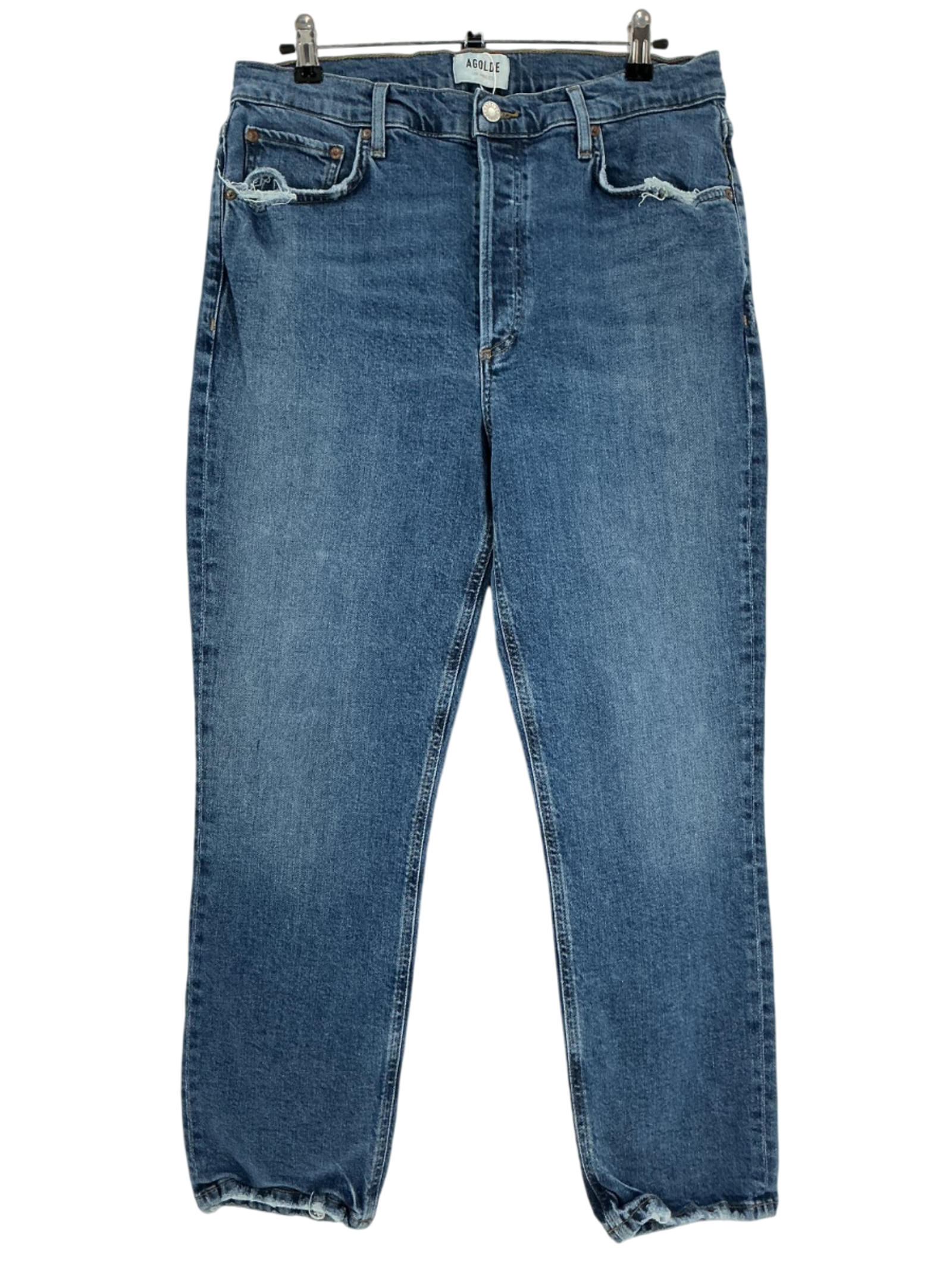 Agolde High Rise Straight Crop Blue Riley Denim Jeans Size 31